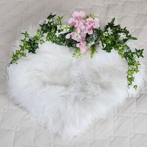 ニューボーンフォト 撮影用 小物セット フェイクファー カゴ 造花(ピンク)