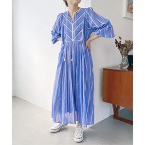 ヌキテパ コットンボイル ストライプ ドレス 2023S/S