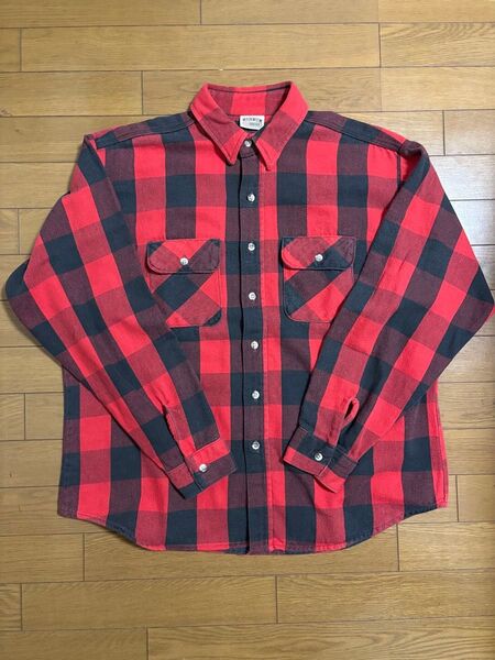 90s FIVE BROTHER ネルシャツ ブロックチェック XL 赤黒 ビンテージ