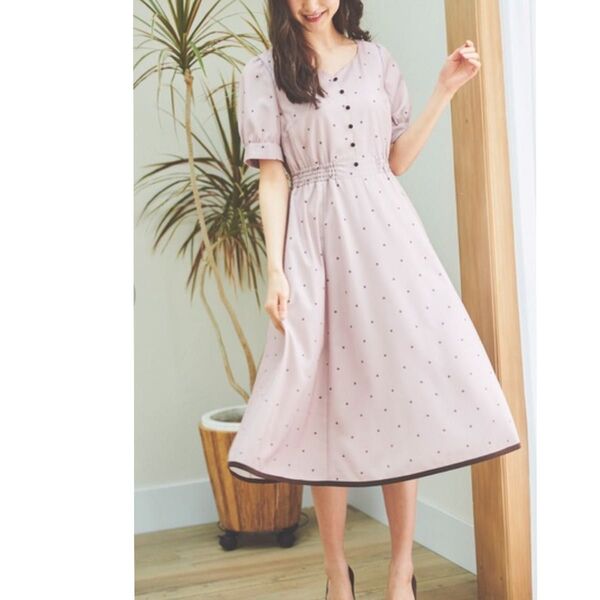 LAISSE PASSE レッセパッセ ハートプリントフレアーワンピース