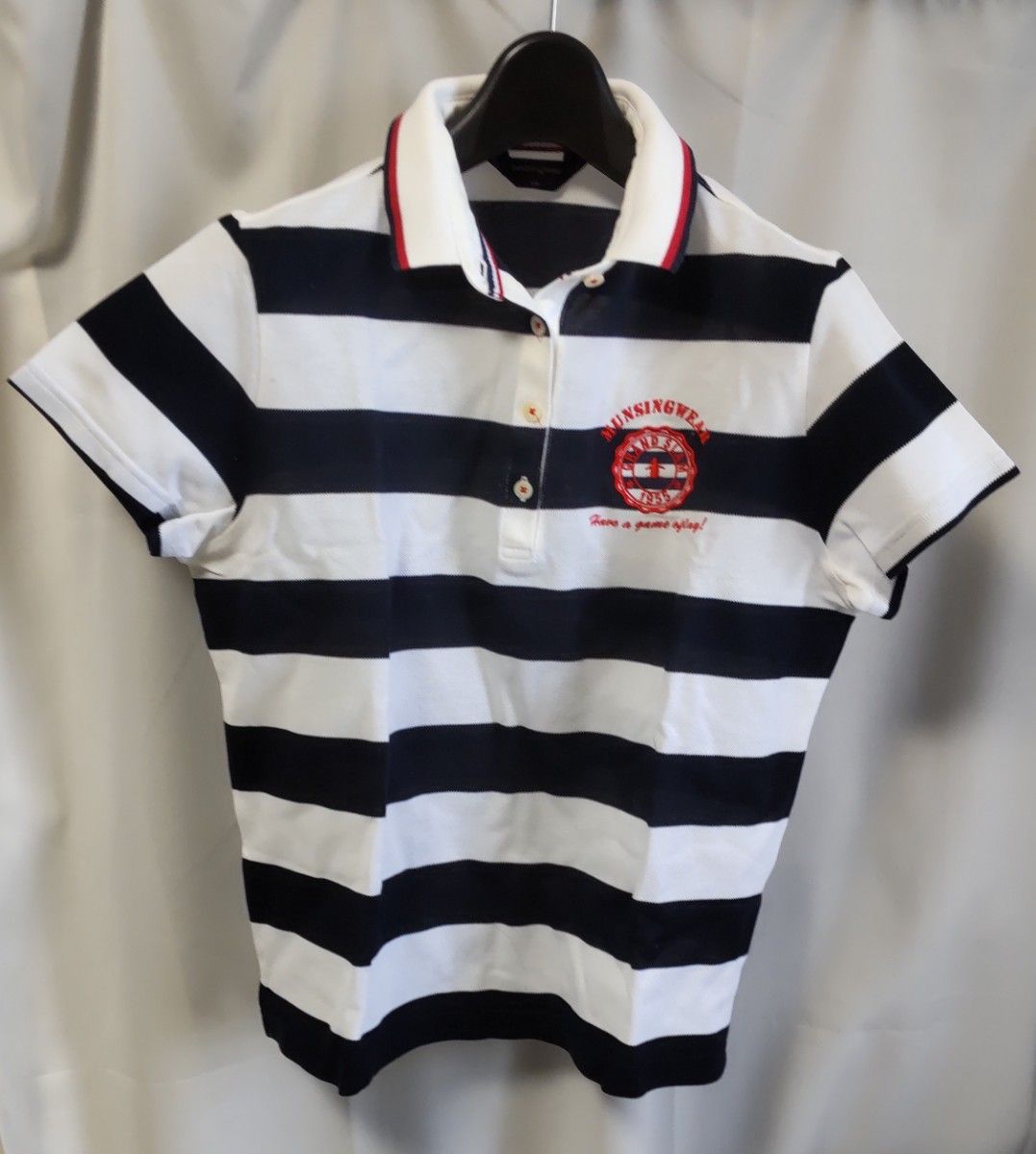 Munsingwear ポロシャツ ボーダー柄 白×紺