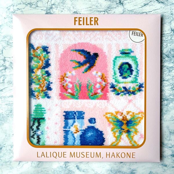 新品未使用 フェイラー 箱根ラリック美術館 限定 ハンカチ ピンク FEILER ラリック ツバメ 香水 ルネラリック