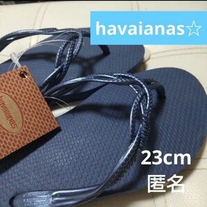 havaianas☆ ビーチサンダル 23cm 新品タグ付き 匿名 ネイビー