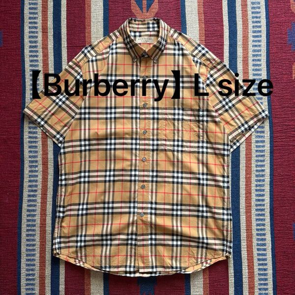【Burberry】バーバリー ノバチェックBDシャツ Lサイズ 半袖シャツ