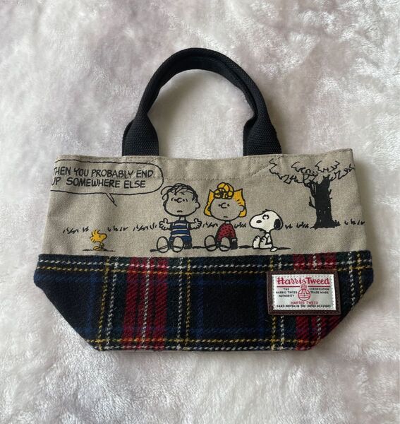 【未使用】スヌーピー SNOOPY トートバッグ ミニトートバッグ ランチバッグ ハリスツイード HARRIS TWEED