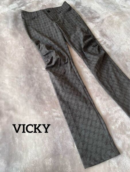 VICKY スキニーパンツ 千鳥柄 グレー