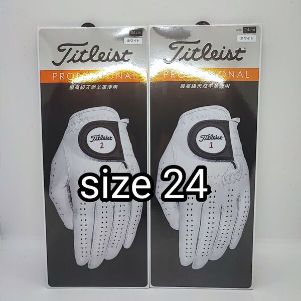 【新品未使用】タイトリスト メンズ ゴルフグローブ プロフェッショナル TG73 全天候タイプ 左手 24 2個セット