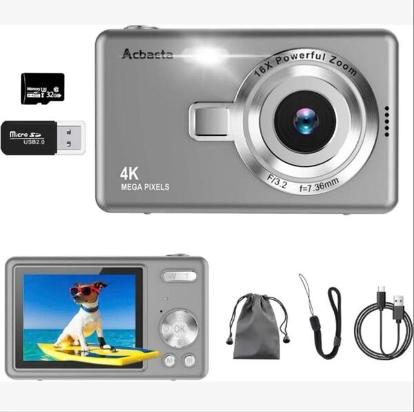 デジタルカメラ 【4K動画撮影、5000万画素】32GBMicro SDカード 4K動画撮影 コンパクトデジタルカメラ デジカメ