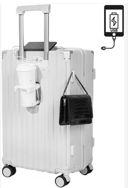 スーツケース 機内持ち込み キャリーケース USBポート付 S/39L WH 隠しフック機能 充電機能 ダブルキャス 静音