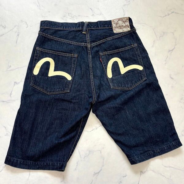 【美品】 EVISU ハーフ デニムパンツ ショートパンツ STUDENT 34 エヴィス ショーツ