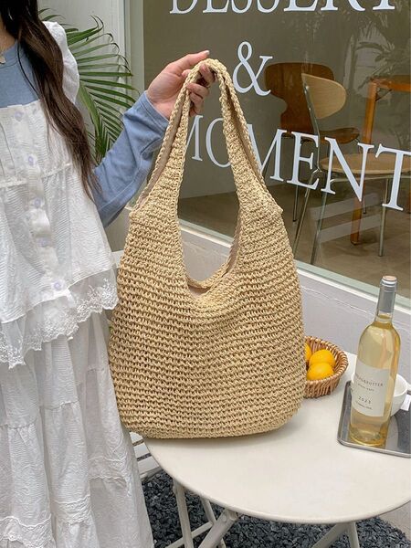 かごバッグ トートバッグ 柔らか 夏用 大きめ おしゃれ かわいい 旅行 持ち手 シンプル 無地 軽量 小物 カジュアル 韓国