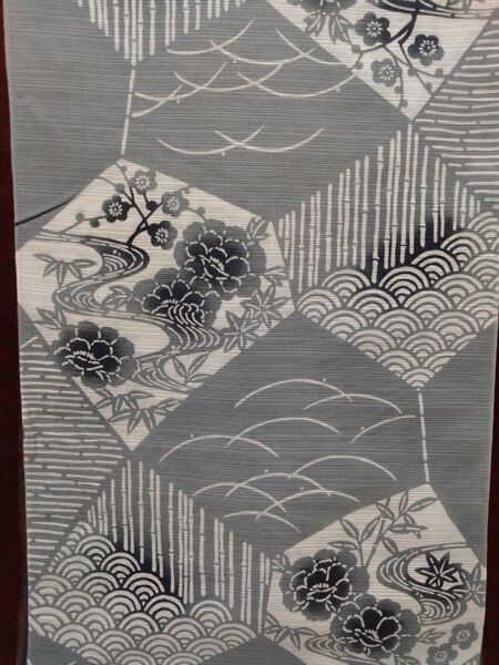 浴衣 反物 綿絽 茄子川染 ゆかた草子 伊勢型紙