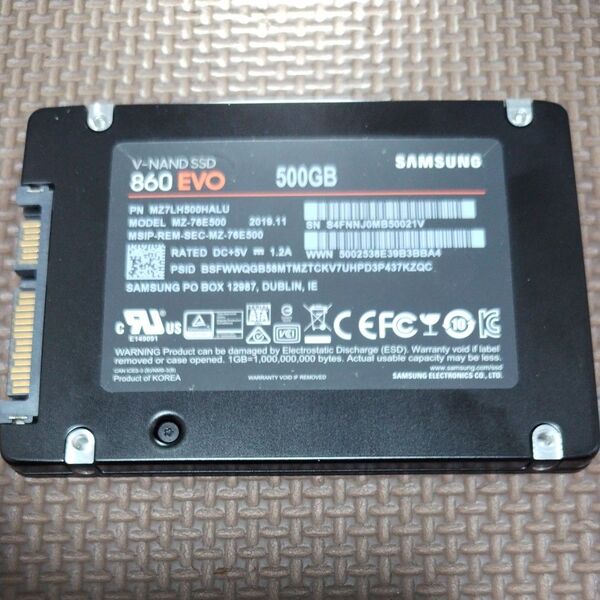 SAMSUNG SSD 860 EVO 500GB MZ-76E500 中古品
