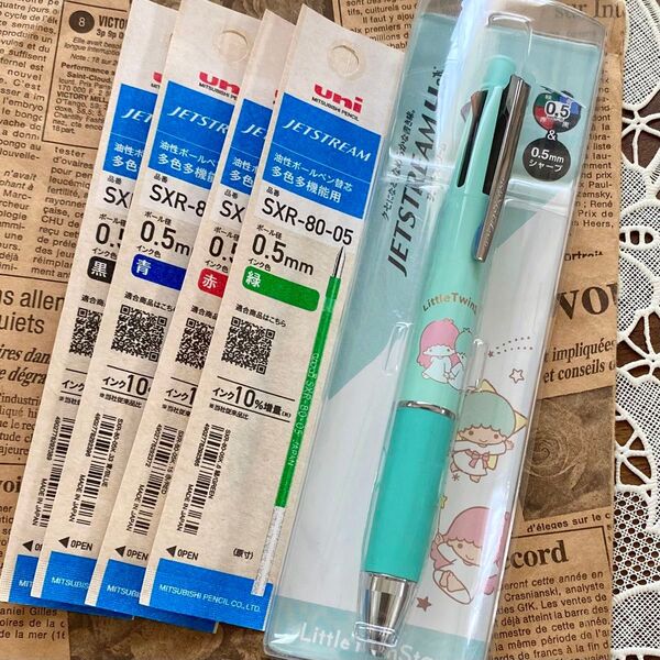 ジェットストリーム4&1 リトルツインスターズ キキララ サンリオ◆0.5mm リフィル 替え芯セット 4色ボールペン 三菱鉛筆