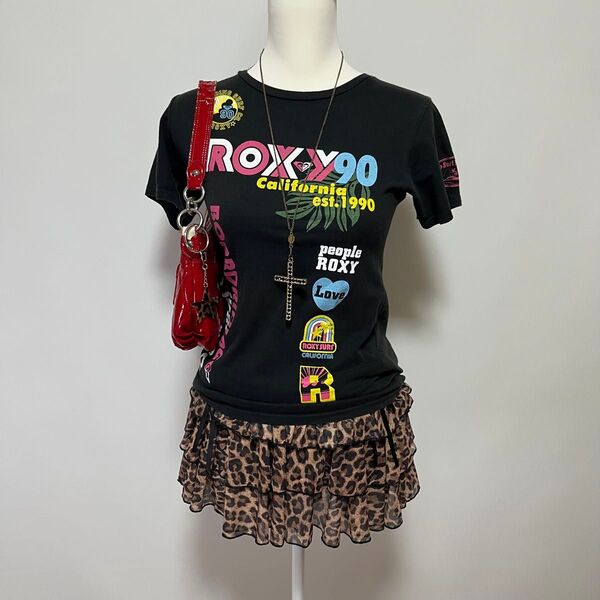 ROXY ロキシー Y2K 平成 ギャル グランジ 英字 ロゴ ピチT Tシャツ