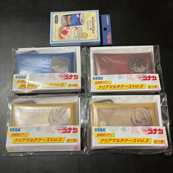 名探偵コナン クリアマルチケースvol.2 安室透 工藤新一 & 缶バッジ 毛利小五郎 5点セット グッズ まとめ売り