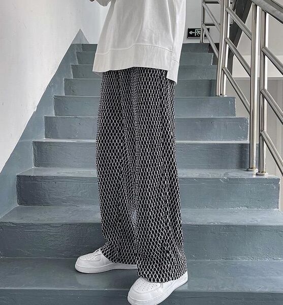 ★売れてます!★ 総柄 パンツ 黒 ストリート XL ワイド シルエット