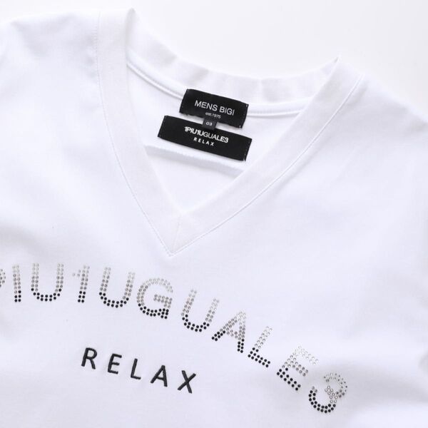 【1PIU1UGUALE3 RELAX】別注 ロゴラインストーンTシャツ