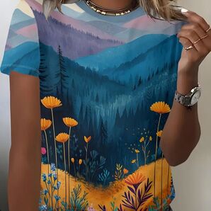 花柄 半袖Tシャツ