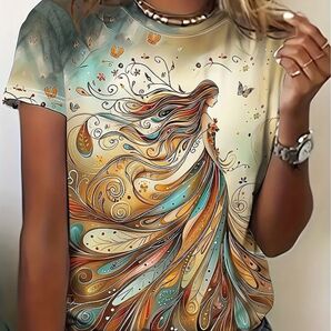 ゆったり 女性柄 半袖Tシャツ