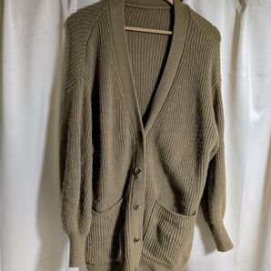 and Meアンドミー カーディガン ニット ニットカーディガン モカベージュ 長袖 Vネック オーバーサイズ