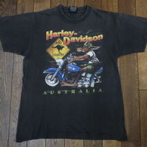 90s Harley Davidson Australia Tシャツ オーストラリア カンガルー ブラック S ハーレーダビッドソン ロゴ モーターサイクル ヴィンテージ_画像2