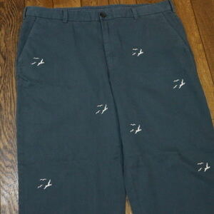 Brooks Brothers duck me embroidery pants green W38 L30 total pattern bird marine strut chino pants slacks Brooks Brothers 