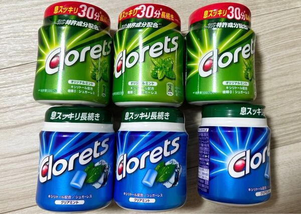 クロレッツ XP オリジナルミント、クリアミントボトル 粒 140g 各3個ずつ