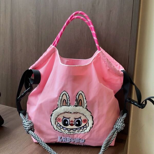 入荷 大人気 翌日発送 刺繍 Labubu (ラブブ) 大容量 エコバッグ LABUBU トートバッグ ショルダー付き ウサギ