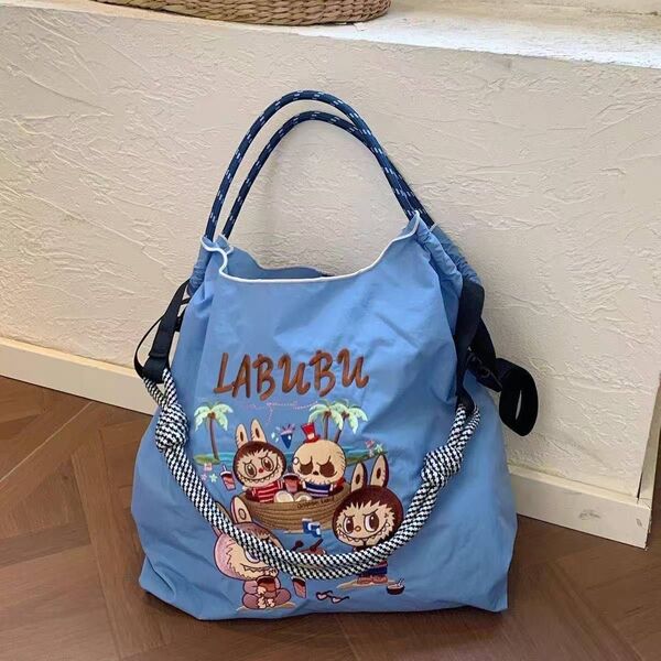 入荷 大人気 翌日発送 刺繍 Labubu (ラブブ) 大容量 エコバッグ LABUBU トートバッグ ショルダー付き ウサギ