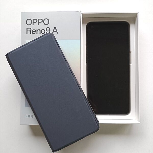 【美品】Oppo Reno9a 本体 PUレザー手帳型ケース付 SIMフリー