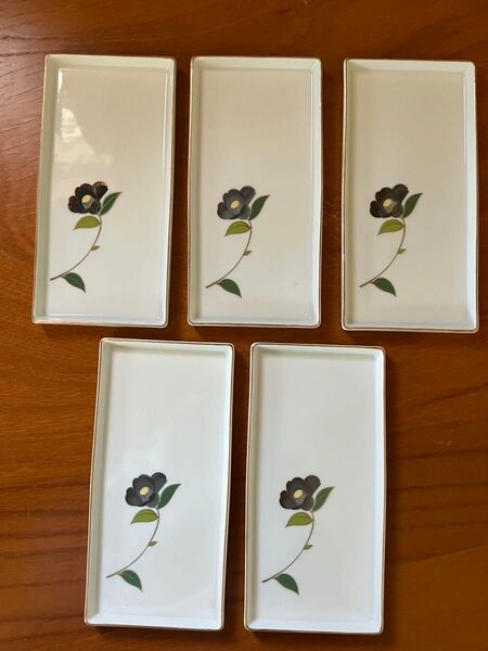 小皿 5枚セット 黒椿の絵柄 和食器 未使用に近い