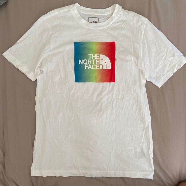 ノースフェイス THE NORTH FACE Tシャツ メンズ L ロゴ レインボー ホワイト 半袖