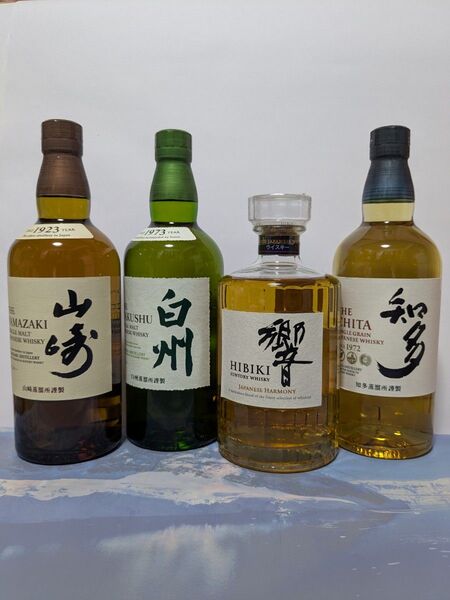 サントリー山崎NV,白州NV,響ジャパニーズハーモニー,知多 4本セット。正規品。