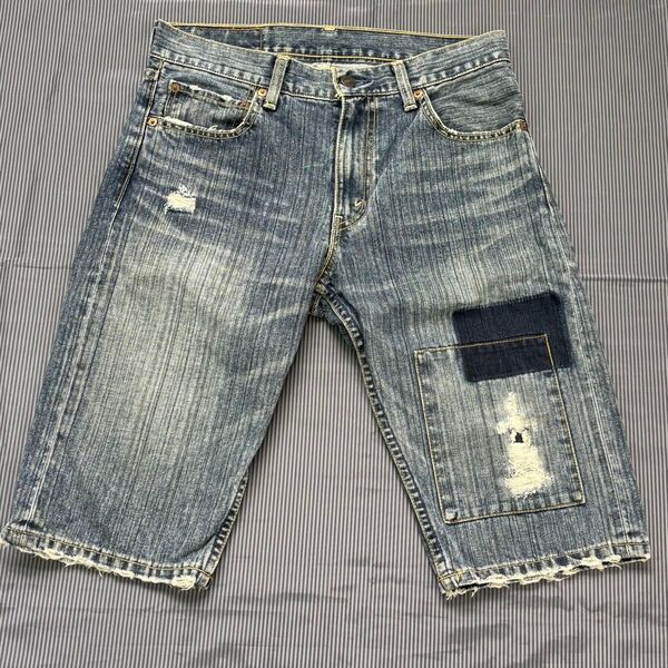 【JJL26】Levi's503デニムハーフパンツW30ダメージ加工 リーバイス