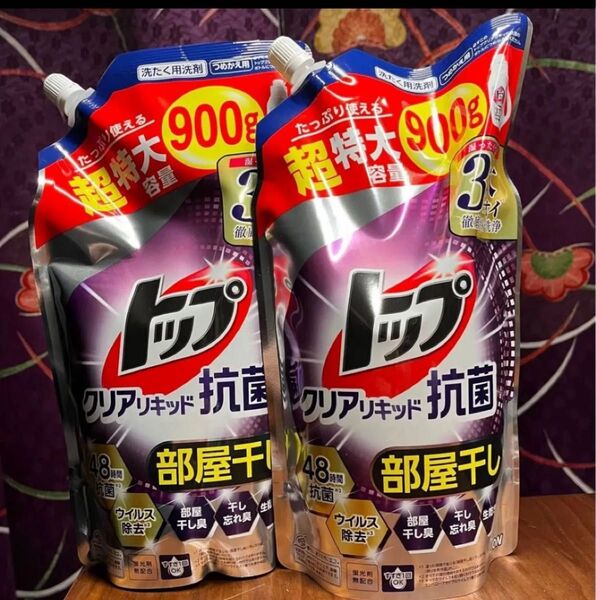 LION トップ クリアリキッド 抗菌 洗剤 詰替 900g 2袋