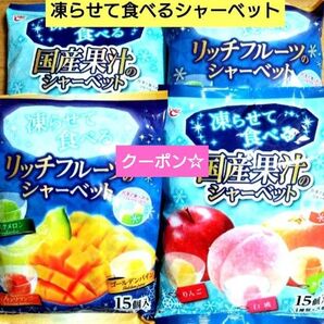 国産果汁 リッチフルーツ 凍らせて食べるシャーベット【4袋 合計60個】桃 メロン ★特価★折り紙1枚