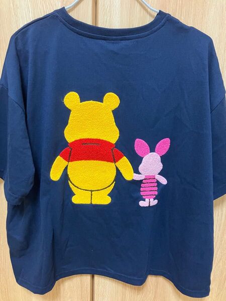 【新品】ディズニー くまのプーさん 半袖Tシャツ サガラ刺繍 L