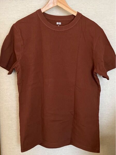 UNIQLO ユニクロ コットン Tシャツ 半袖 無地 ブラウン 茶色 クルーネック M