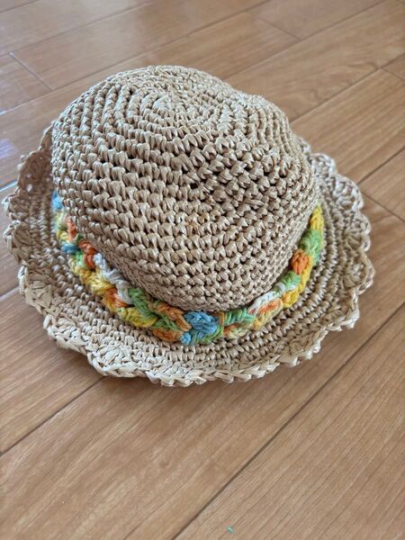 ハンドメイド ベビー用麦わら帽子 約45cm