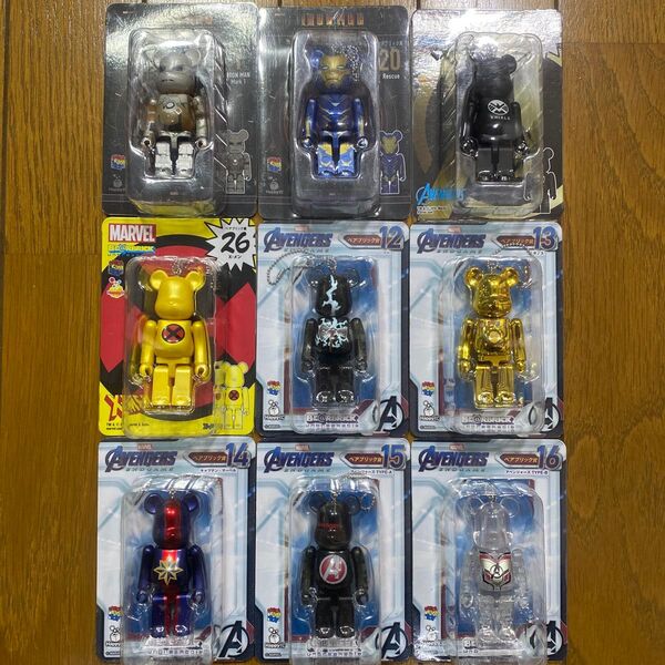 MARVEL BE@RBRICK ベアブリック 9個 セット マーベル アイアンマン X-MAN ベアブリック賞 新品 未開封