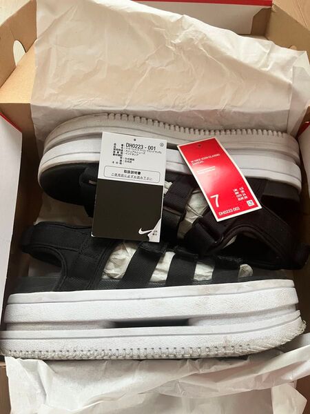 NIKEiconclassicsandal正規限定品アイコンクラシック厚底サンダルUS7黒白24cm中古DH0223-001ナイキ