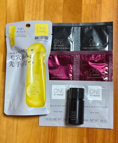 ONE BY KOSE クリアピールセラム20ml + サンプルセット(メイク落とし・洗顔料2種・薬用化粧水)