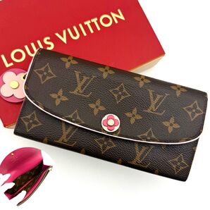 ルイヴィトン モノグラム ポルトフォイユ エミリー フラワーチャーム 長財布