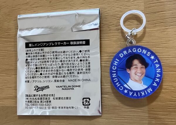 非売品 中日ドラゴンズ 推しメンアンブレラマーカー 田中幹也 おまけのクリアファイル