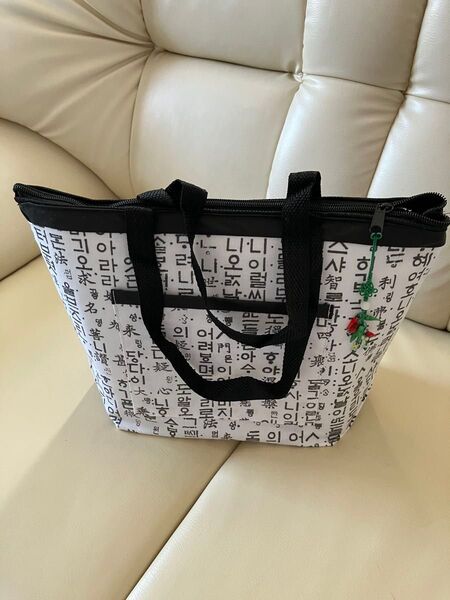 ハンドメイド ハングル文字布 保温保冷バック