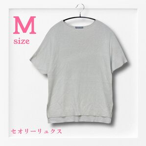 セオリーリュクス 半袖サマーニット《M》ベージュ レーヨン混 プルオーバー グレー