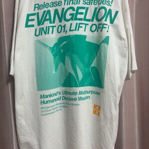 美品 初号機 Lサイズ gu ホワイト Tシャツ 新世紀エヴァンゲリオン バックプリント 白 半袖Tシャツ L