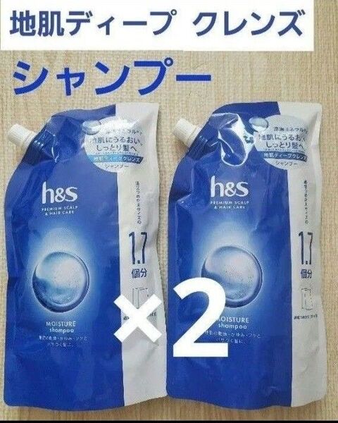 新品 エイチアンドエス 地肌ディープクレンズ モイスチャー シャンプー 詰め替え 1.7倍×2個セット ふけかゆみ h&S
