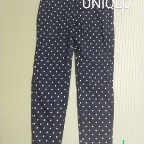 UNIQLO ストレッチパンツ レギンス 水玉 黒 L